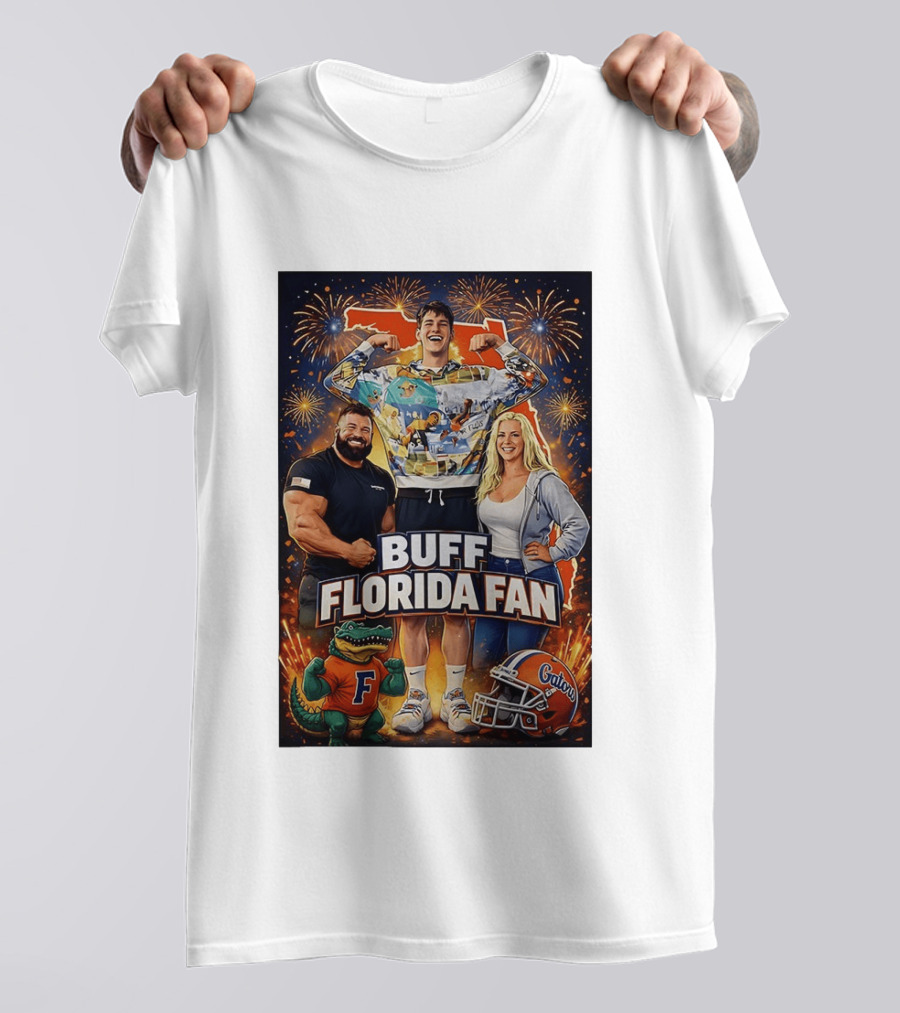 Buff Florida Fan Florida Gators F Mascot Football Helmet Fireworks T-Shirt