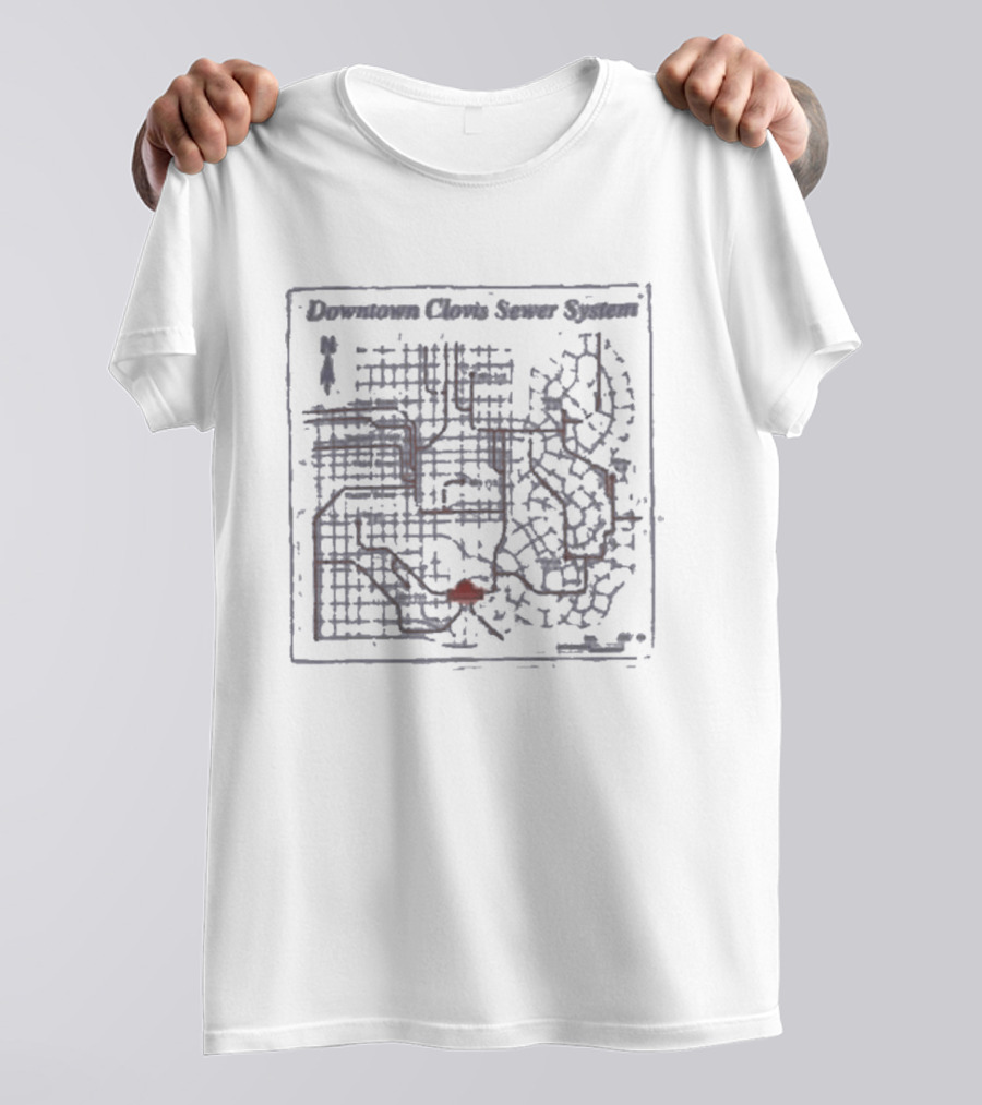 Downtown Mystic Sewer System Map Blueprint T-Shirt