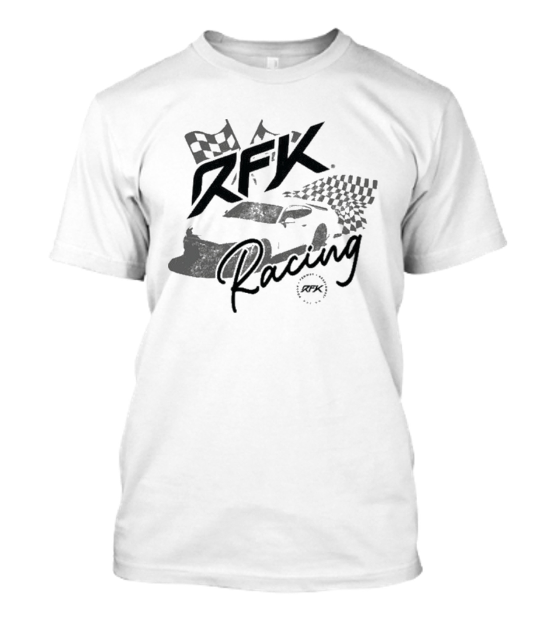 RFK Racing Tribe Co Racecar Checkered Flags T-Shirt