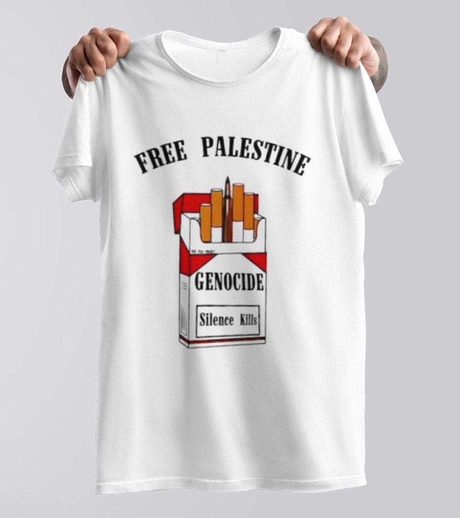 Free Palestine Genocide Silence Kills Cigarette Pack T-Shirt