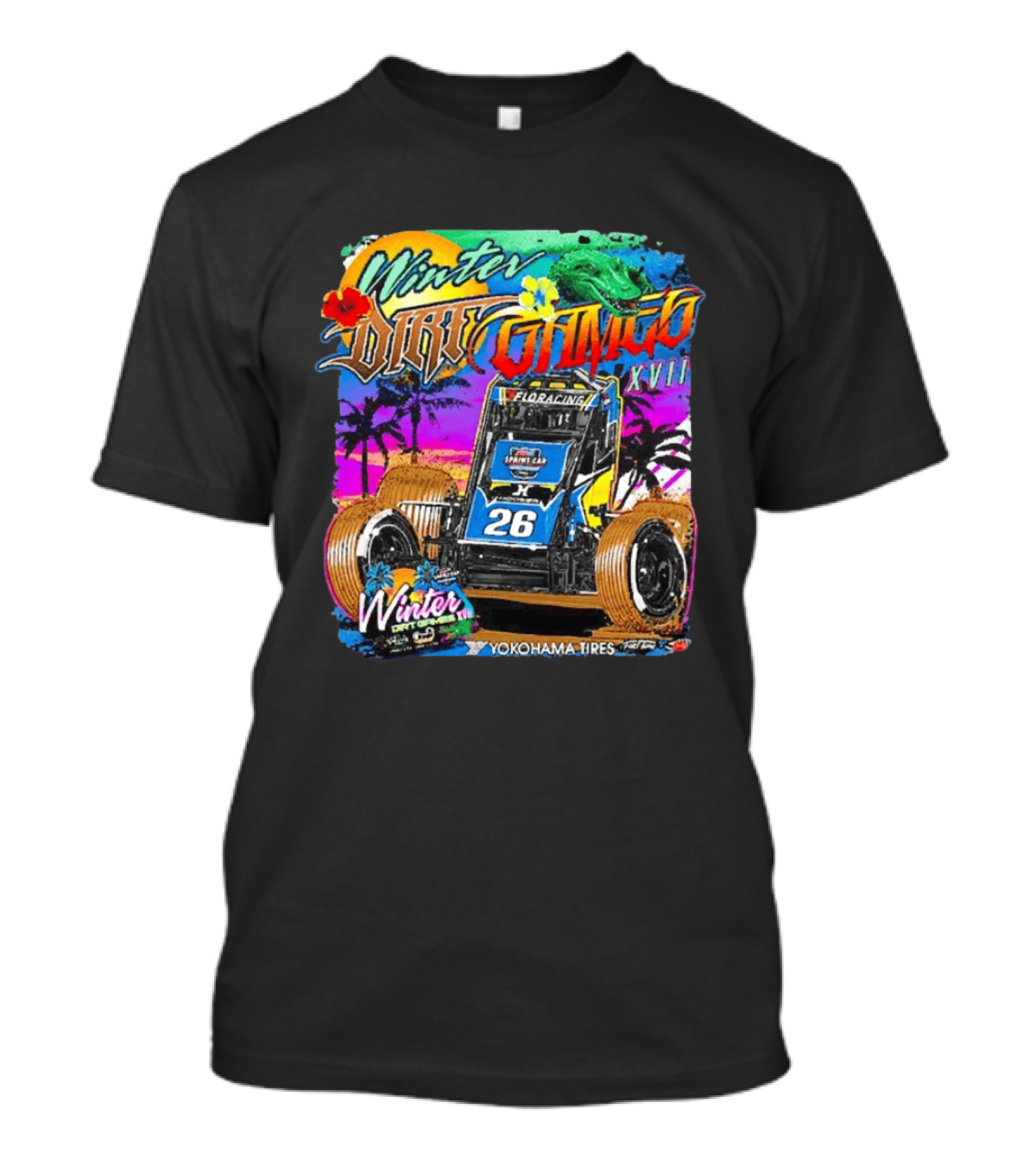Winter Dirt Games XVII Sprint Car Yokohama Tires FloRacing 26 Tropical T-Shirt