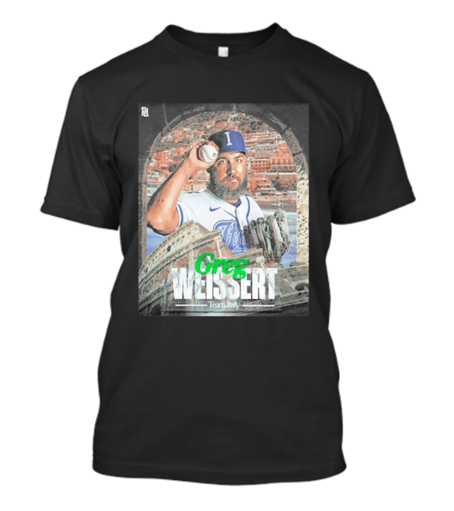 Greg Weissert Italy Pitcher Blue Colosseum Baseball Player T-Shirt