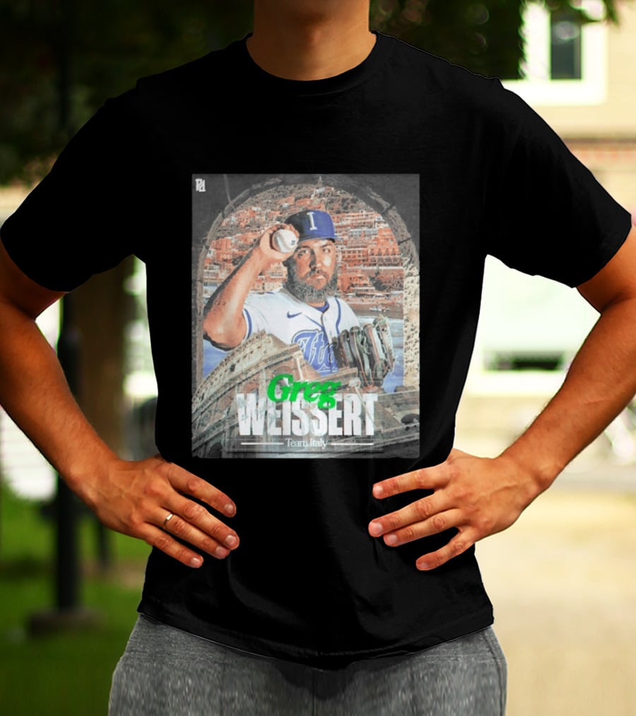 Greg Weissert Italy Pitcher Blue Colosseum Baseball Player T-Shirt