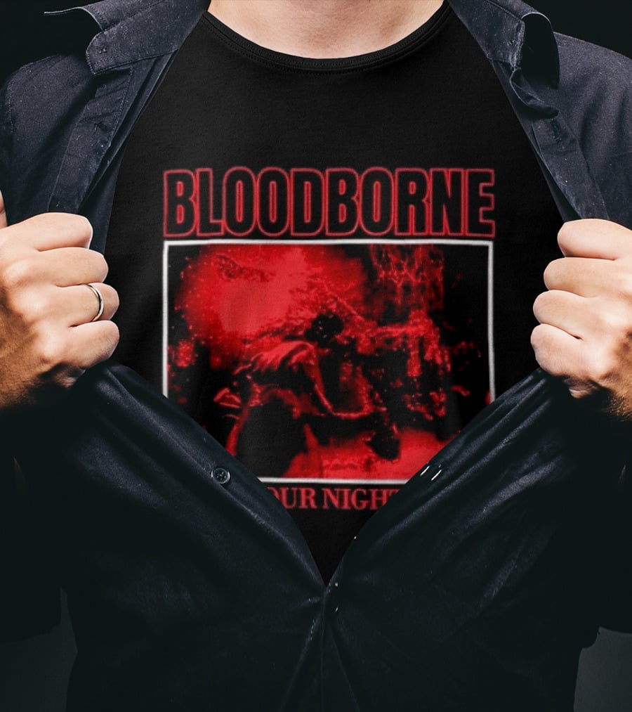 Bloodborne Hunt Your Nightmares Red Hunter Gamers Merch Fan T-Shirt