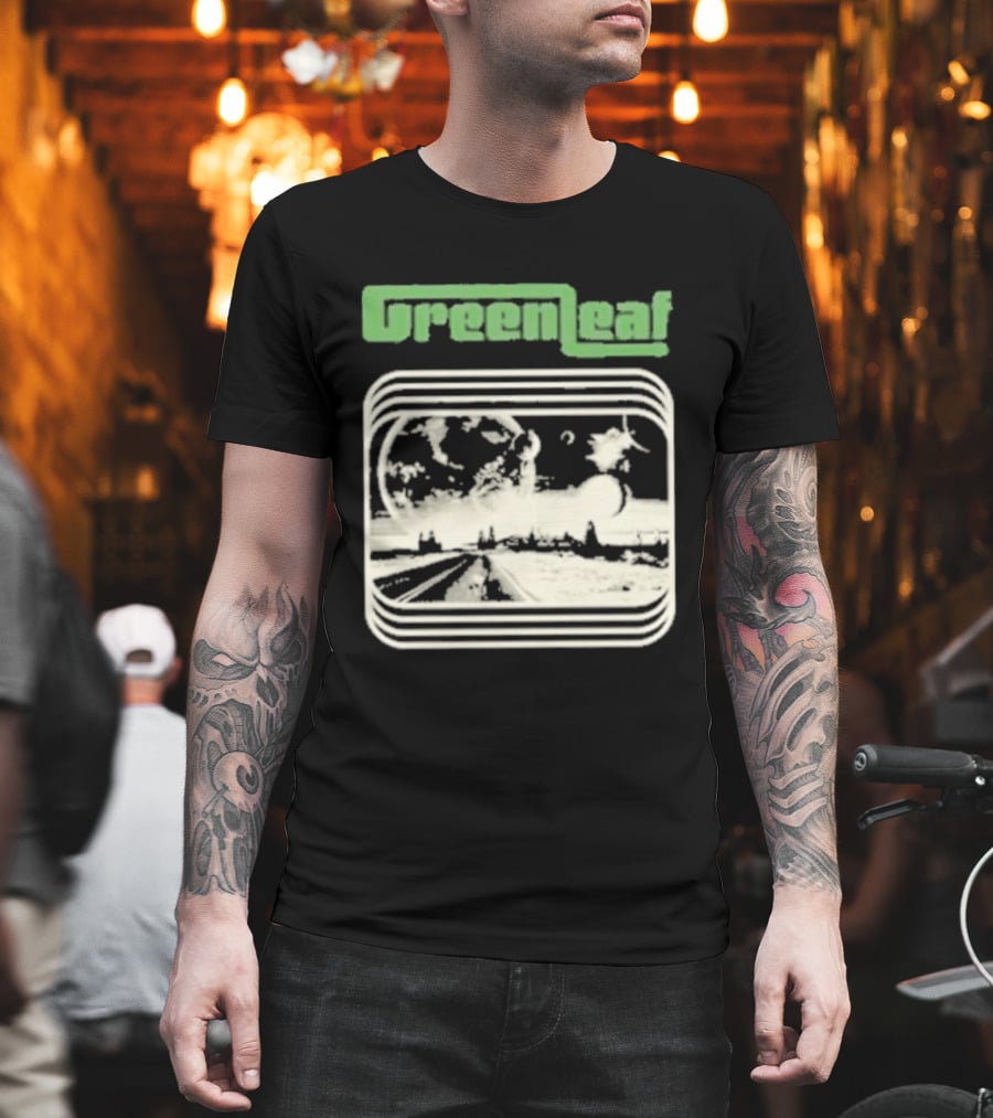Greenleaf Black Space Scenic Globe With Railway Tracks T-Shirt