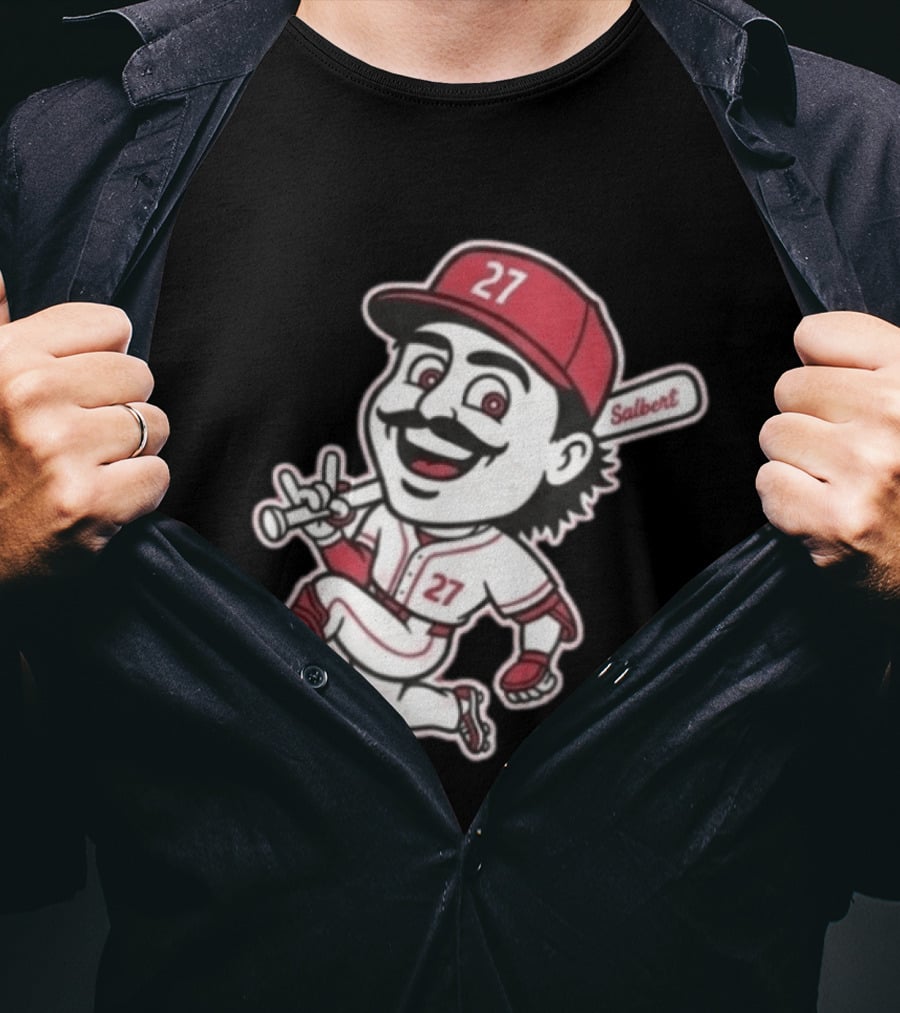 Sal Stewart Cartoon Baseball Character Number 27 Salbert T-Shirt