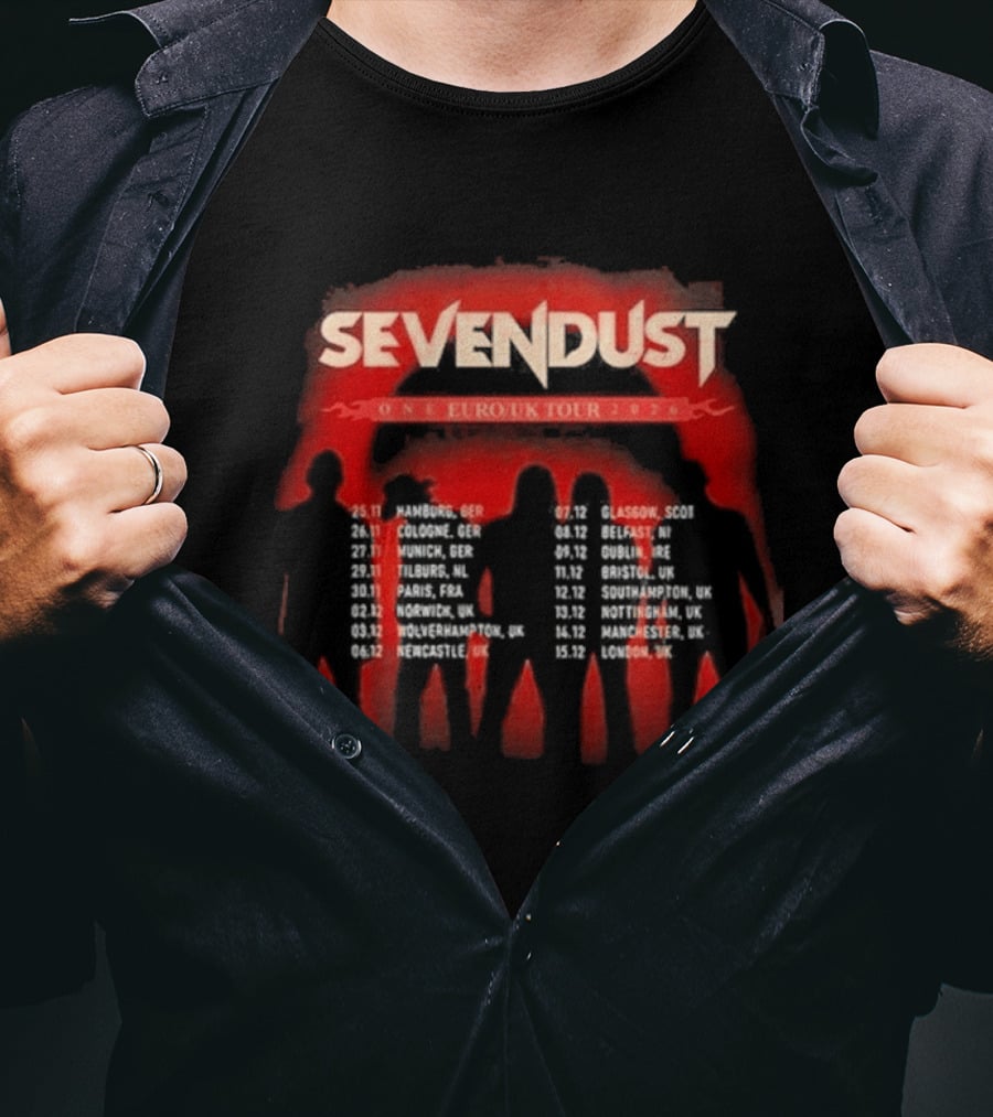 Sevendust One Euro UK Tour 2026 Dates Dripping Blood T-Shirt