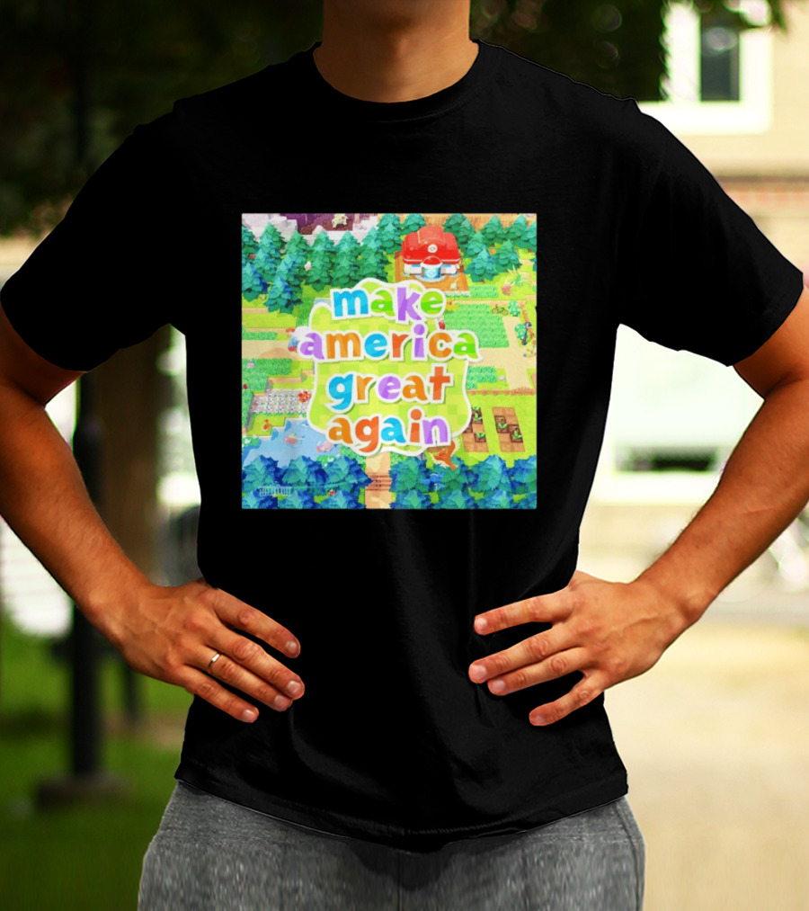 Make America Great Again Colorful Forest Game Inspired Scenery White House Pokopia Generator T-Shirt