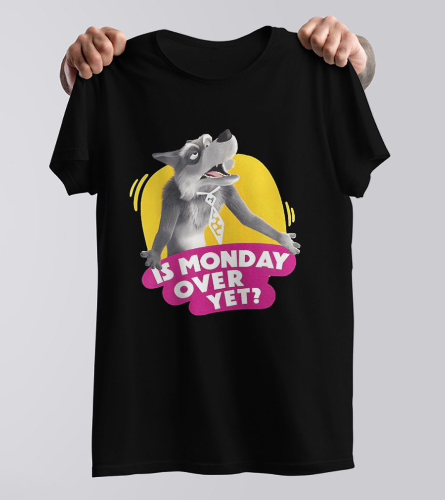 Masha And The Bear Wolf Character Asking Is Monday Over Yet T-Shirt