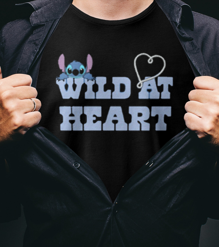 Wild At Heart Stitch Disney Character Cute Alien Heart T-Shirt