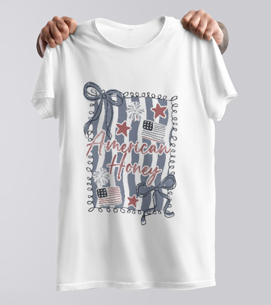 American Honey 4th Of July Patriotic Ribbons Fireworks Stars And Stripes T-Shirt