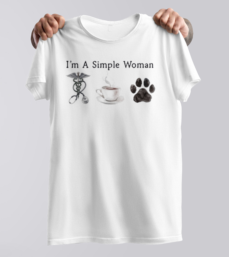 I'm A Simple Woman Nurse Coffee Paw Print T-Shirt