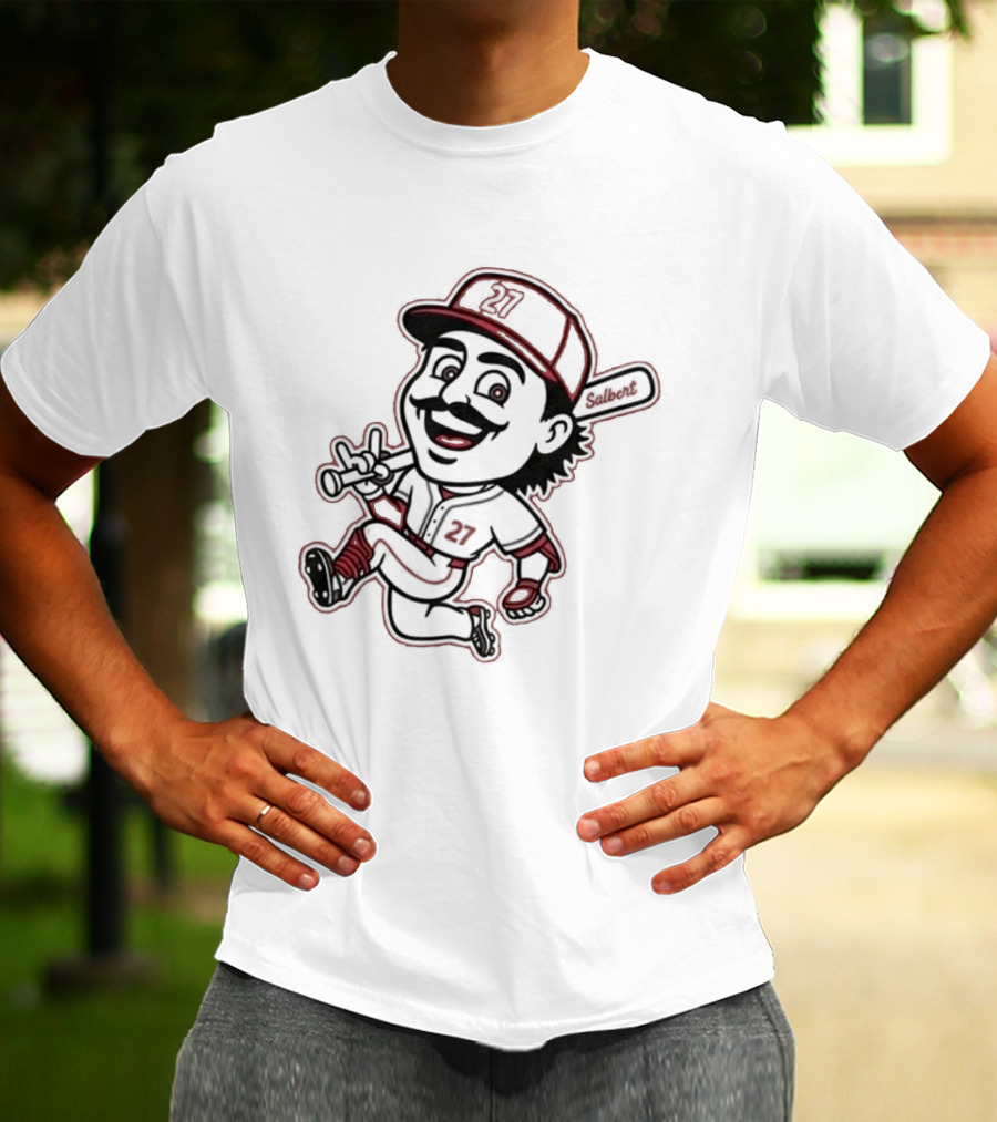 Sal Stewart Baseball Mascot Character With Bat And Mustache T-Shirt