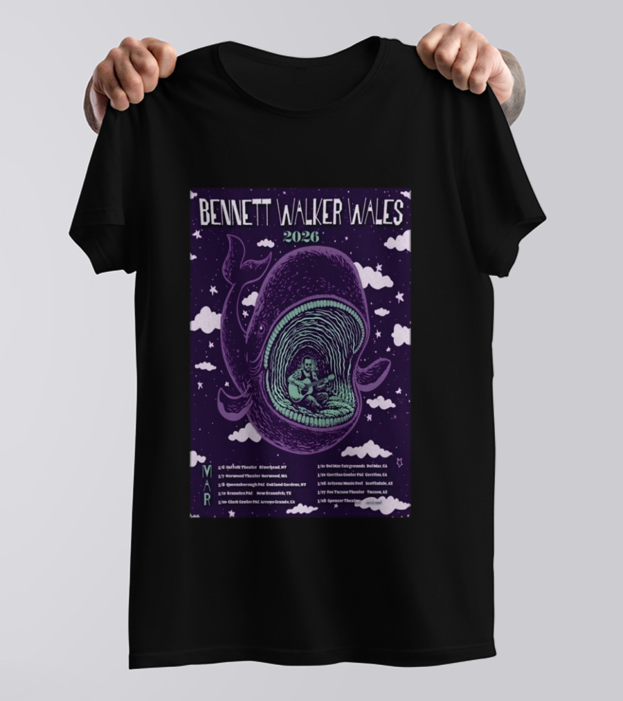 Bennett Walker Wales 2026 Whale Tour March Dates USA T-Shirt