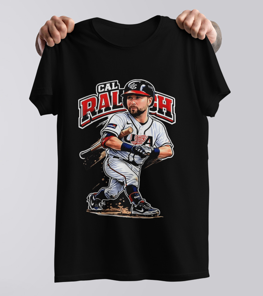 Cal Raleigh USA Baseball Classic Team Player Caricature T-Shirt