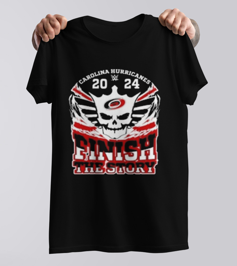Cody Rhodes Carolina Hurricanes 2024 Finish The Story Skull Wings T-Shirt