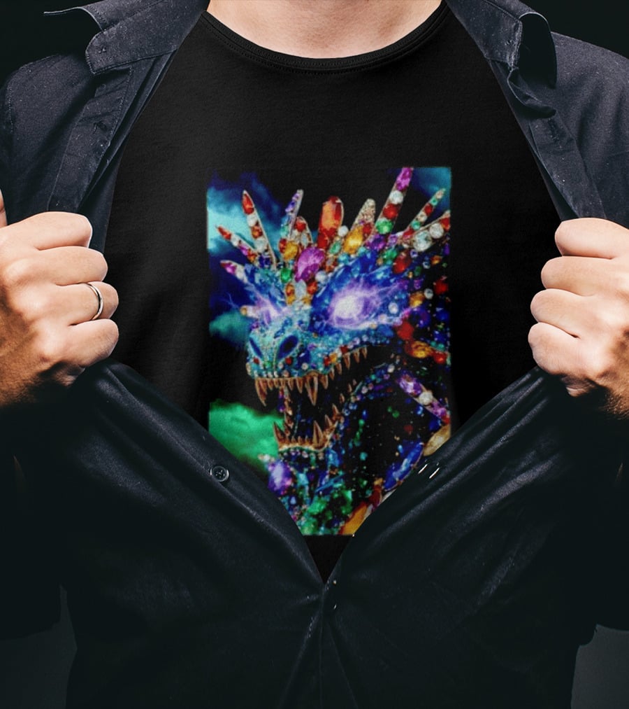 Dragon Crystal Psychedelic Gem Monster Multicolor Jewel Encrusted Creature T-Shirt