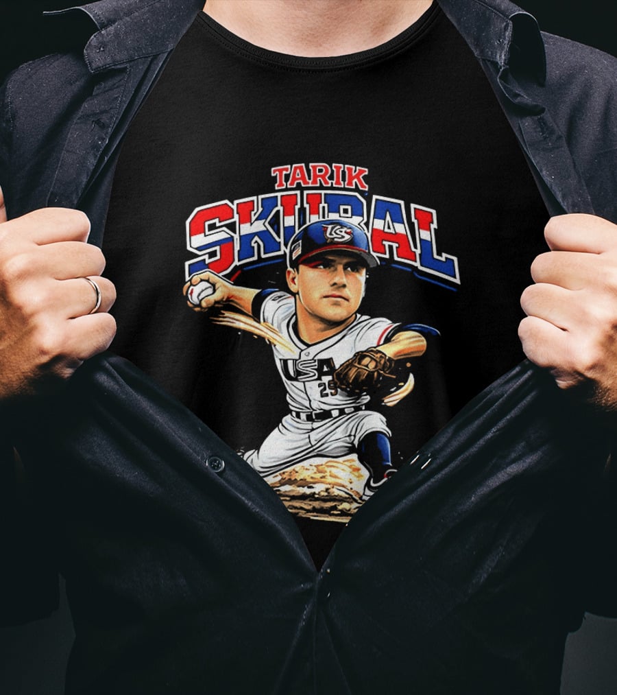 Tarik Skubal USA Baseball Classic Pitcher Caricature T-Shirt