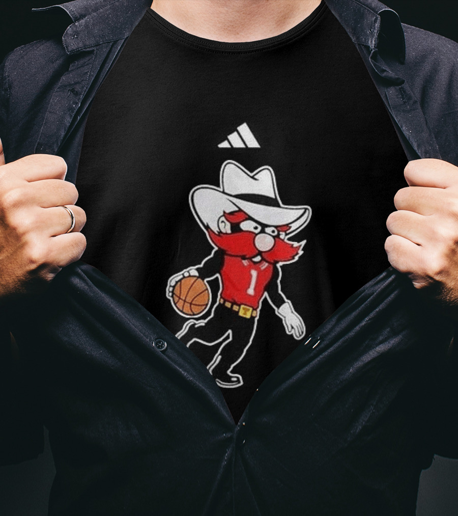 Texas Tech Red Raiders Basketball Wreck 'Em Raider Mascot Playing Basketball T-Shirt
