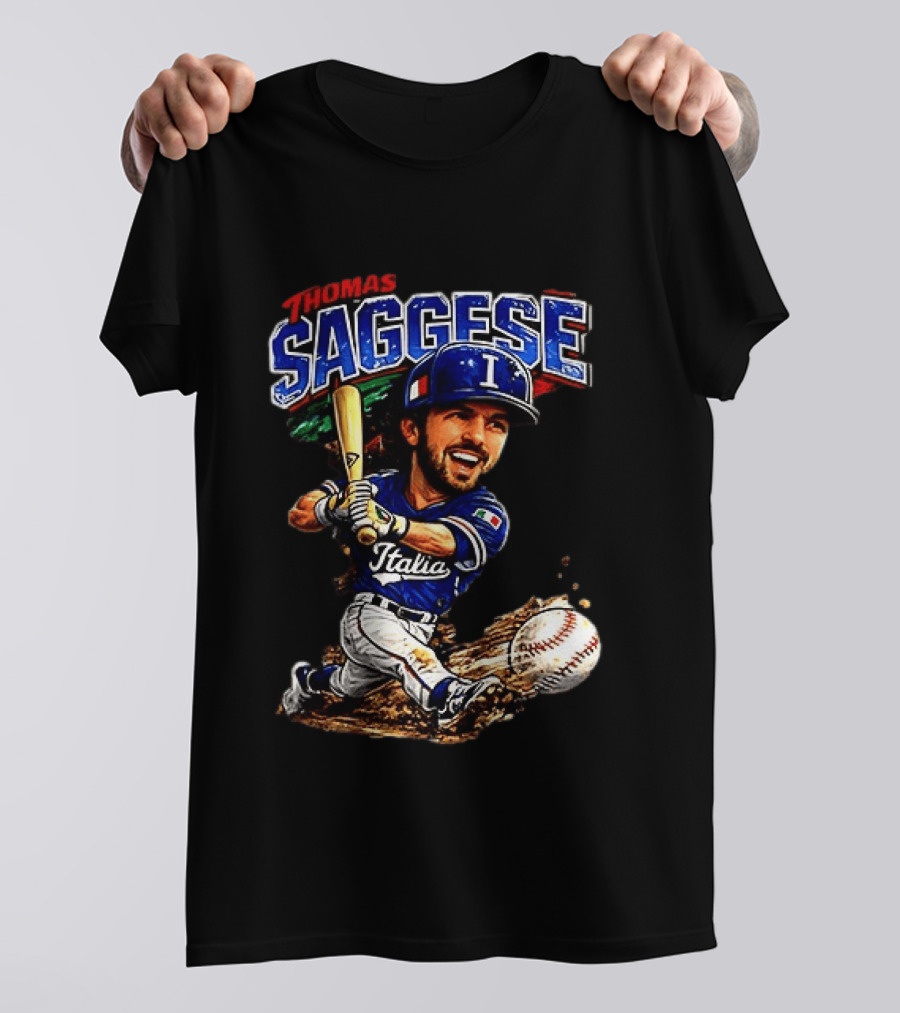 Thomas Saggese Italy Italia Baseball Classic Caricature T-Shirt