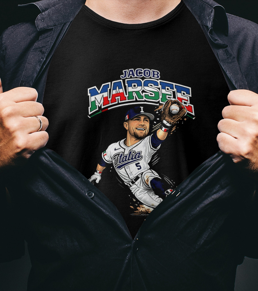 Jacob Marsee Italy Baseball Classic Caricature Jersey Number 5 T-Shirt