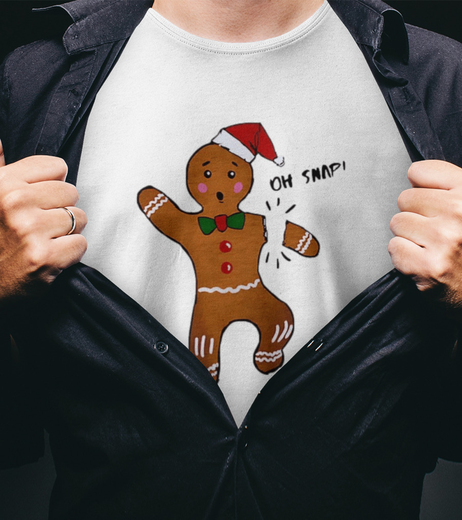 Gingerbread Man Oh Snap Broken Arm Christmas Humor T-Shirt