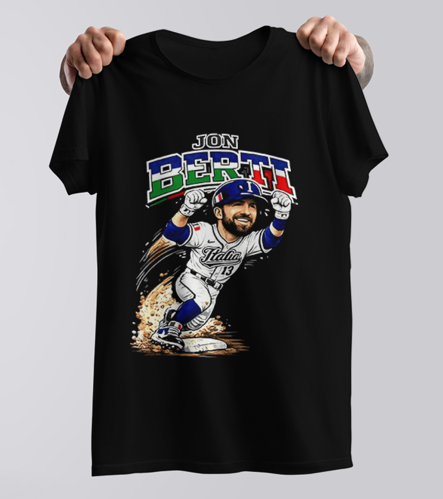 Jon Berti Italy Baseball Classic Caricature 13 T-Shirt
