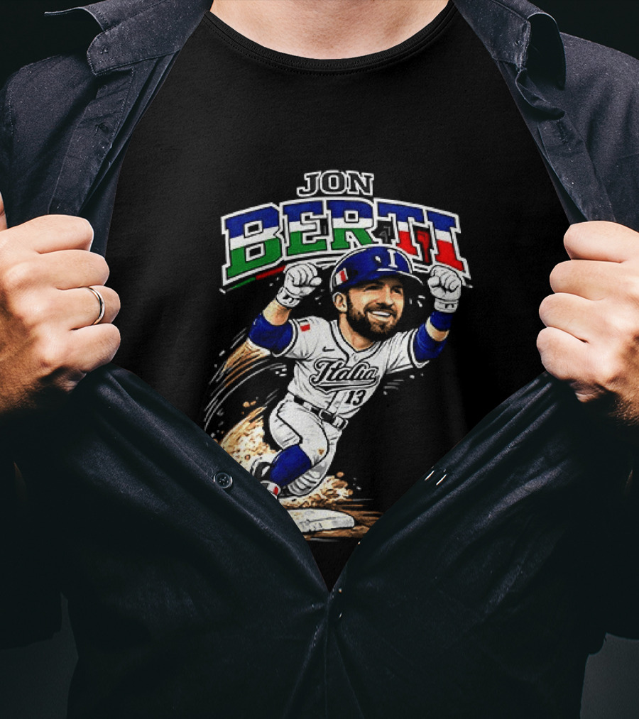 Jon Berti Italy Baseball Classic Caricature 13 T-Shirt