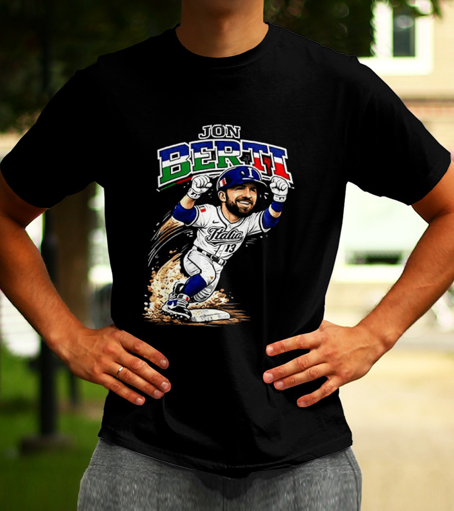 Jon Berti Italy Baseball Classic Caricature 13 T-Shirt