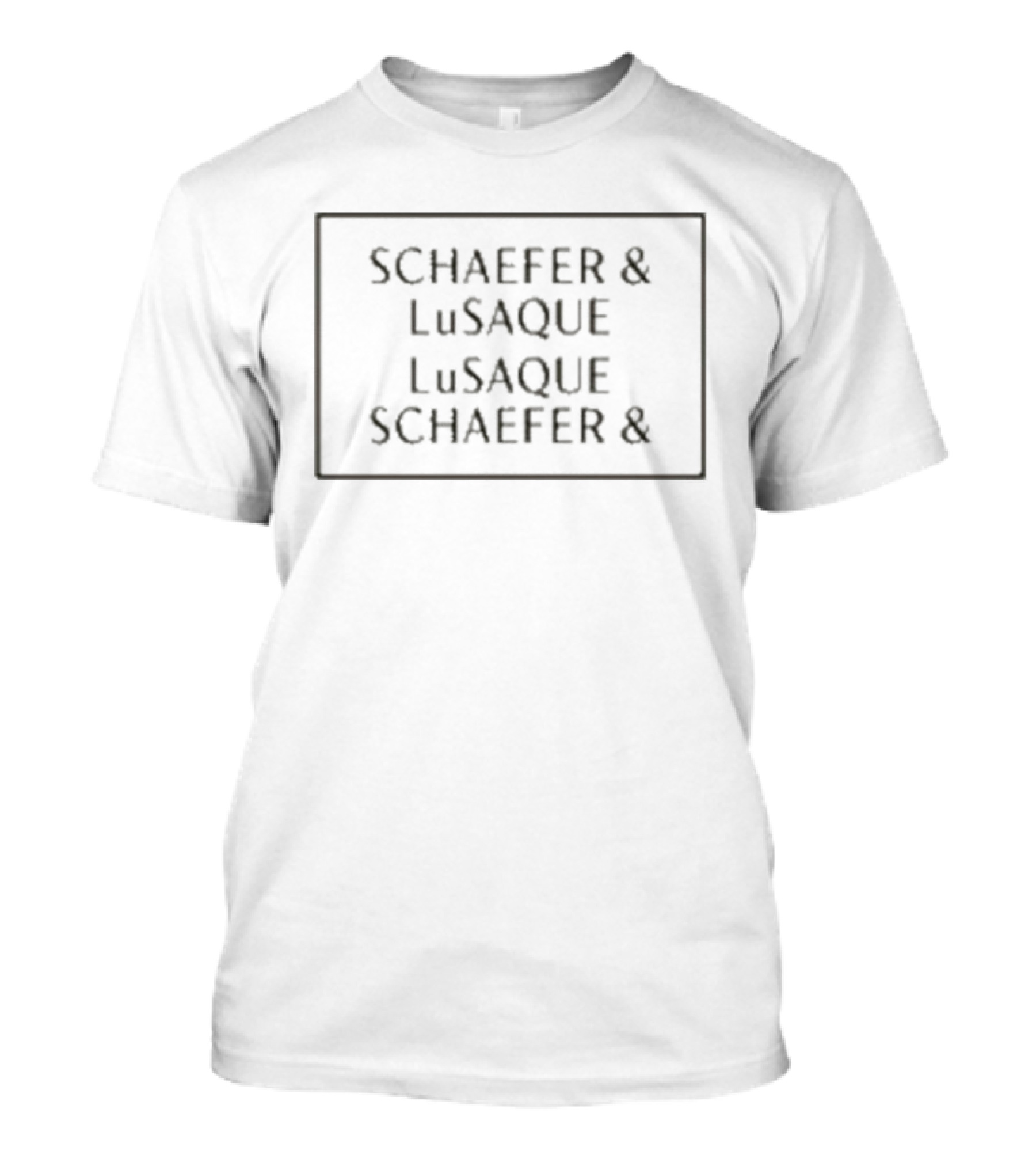 Schaefer & Lusaque Repeated Text Pattern HBO Hacks T-Shirt