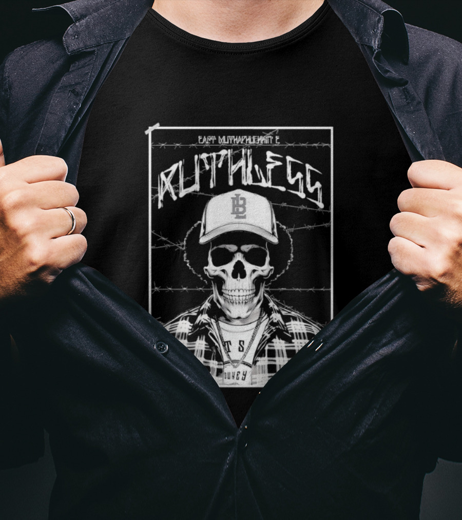 Eazy E Ruthless Skull In Cap And Barbed Wire T-Shirt