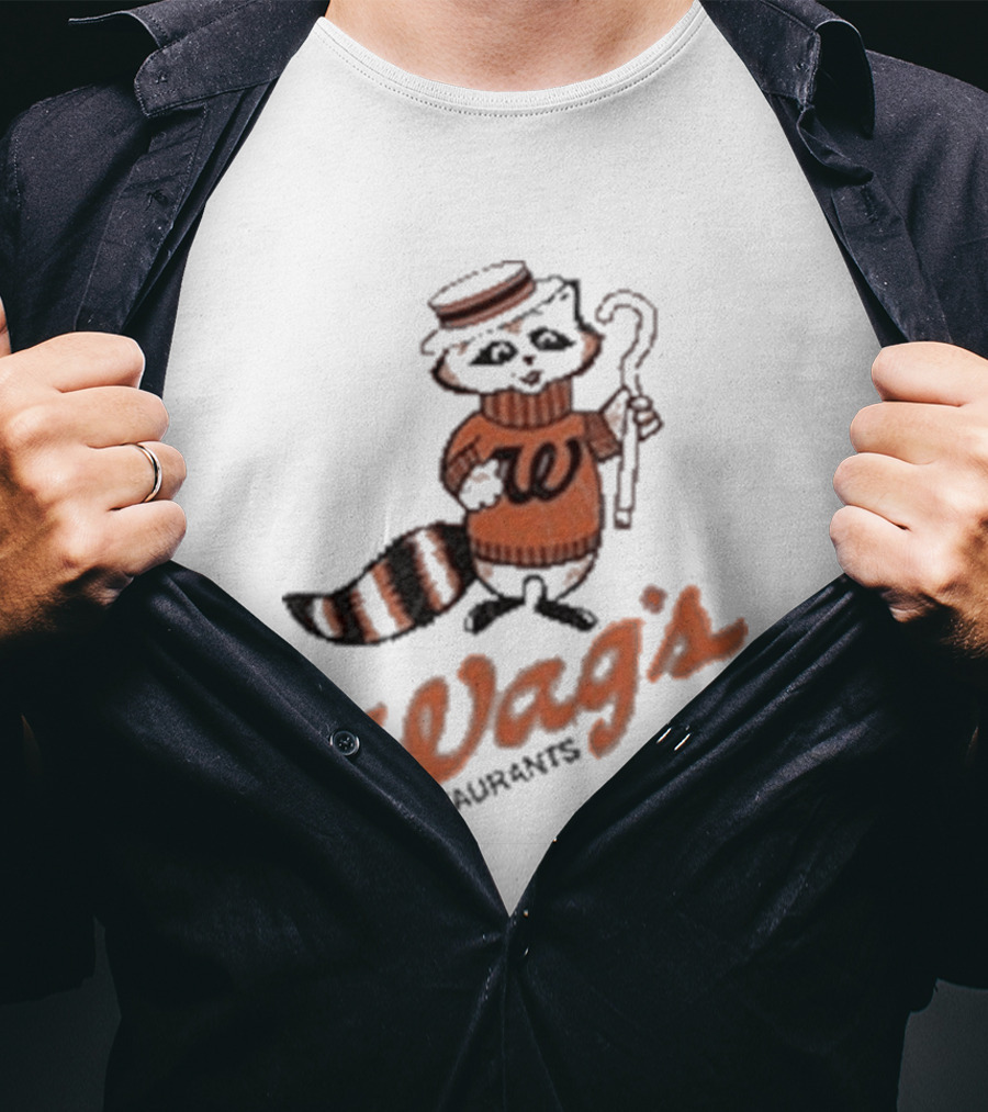 Wag's Restaurant Raccoon Character Sweater Cane T-Shirt