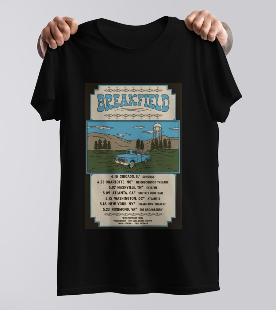 Breakfield 2026 Spring Tour Dates With Classic Truck And Scenic Landscape T-Shirt