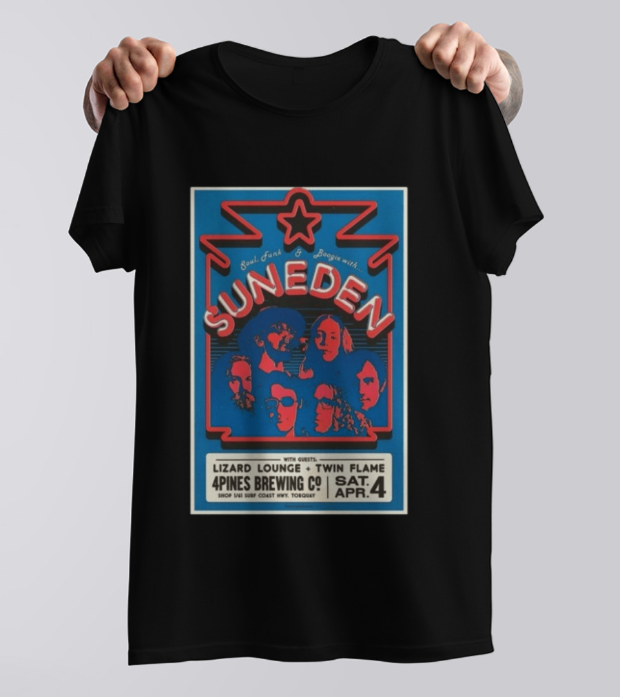 Suneden Soul Funk Boogie April 4 4Pines Brewing Co Lizard Lounge Twin Flame T-Shirt