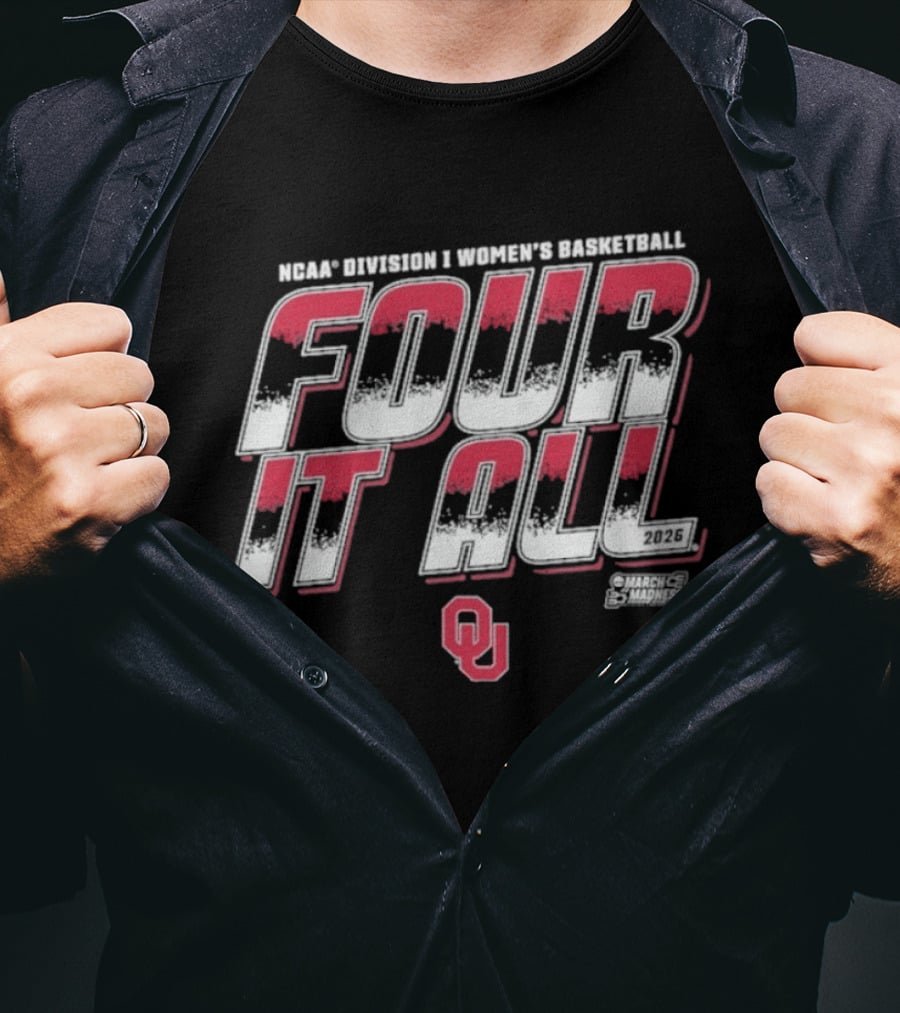 NCAA Division I Women's Basketball Oklahoma Sooners Four It All 2026 OU T-Shirt