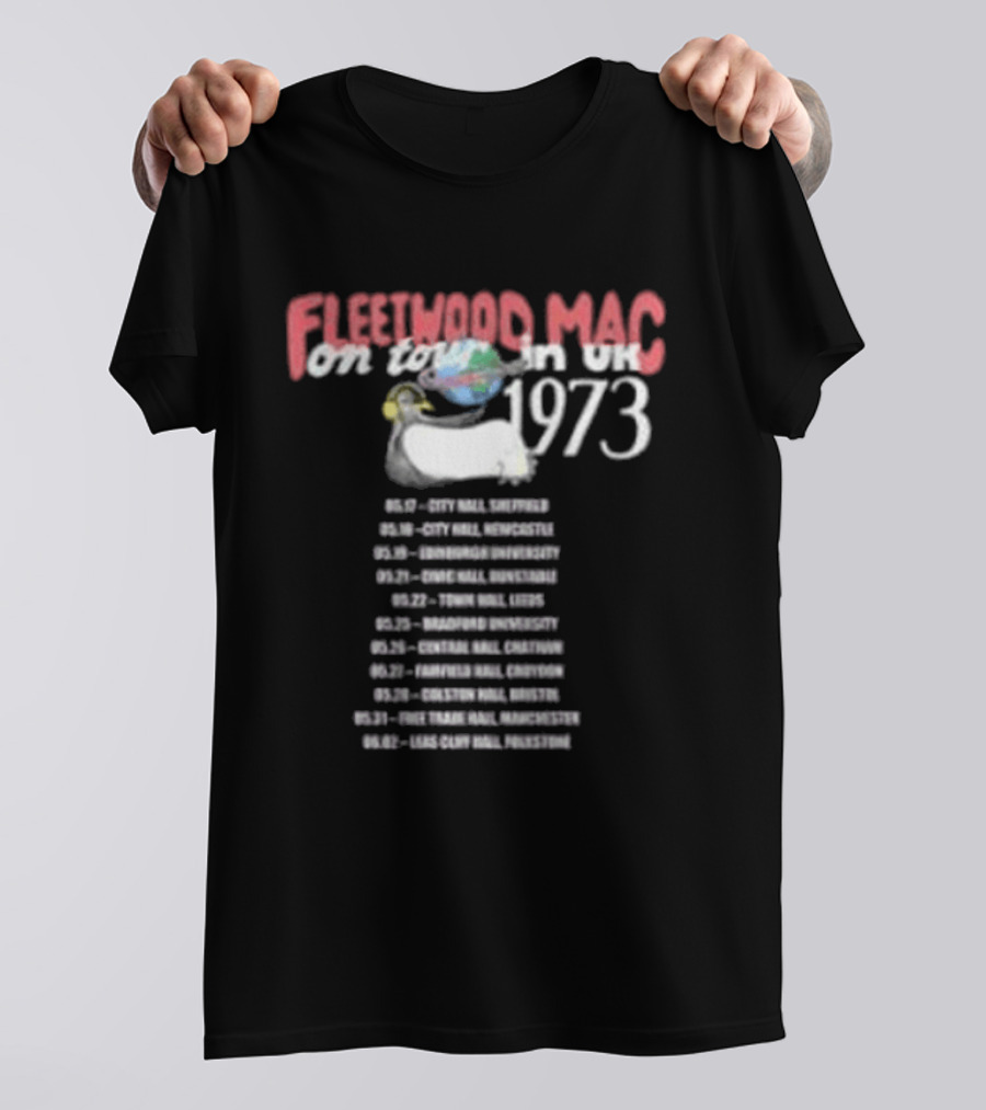 Fleetwood Mac Tour UK 1973 Concert Dates London Liverpool Birmingham Newcastle T-Shirt