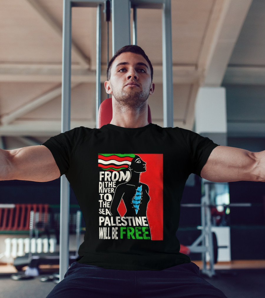 From The River To The Sea Palestine Will Be Free Woman Palestinian Flag Map T-Shirt