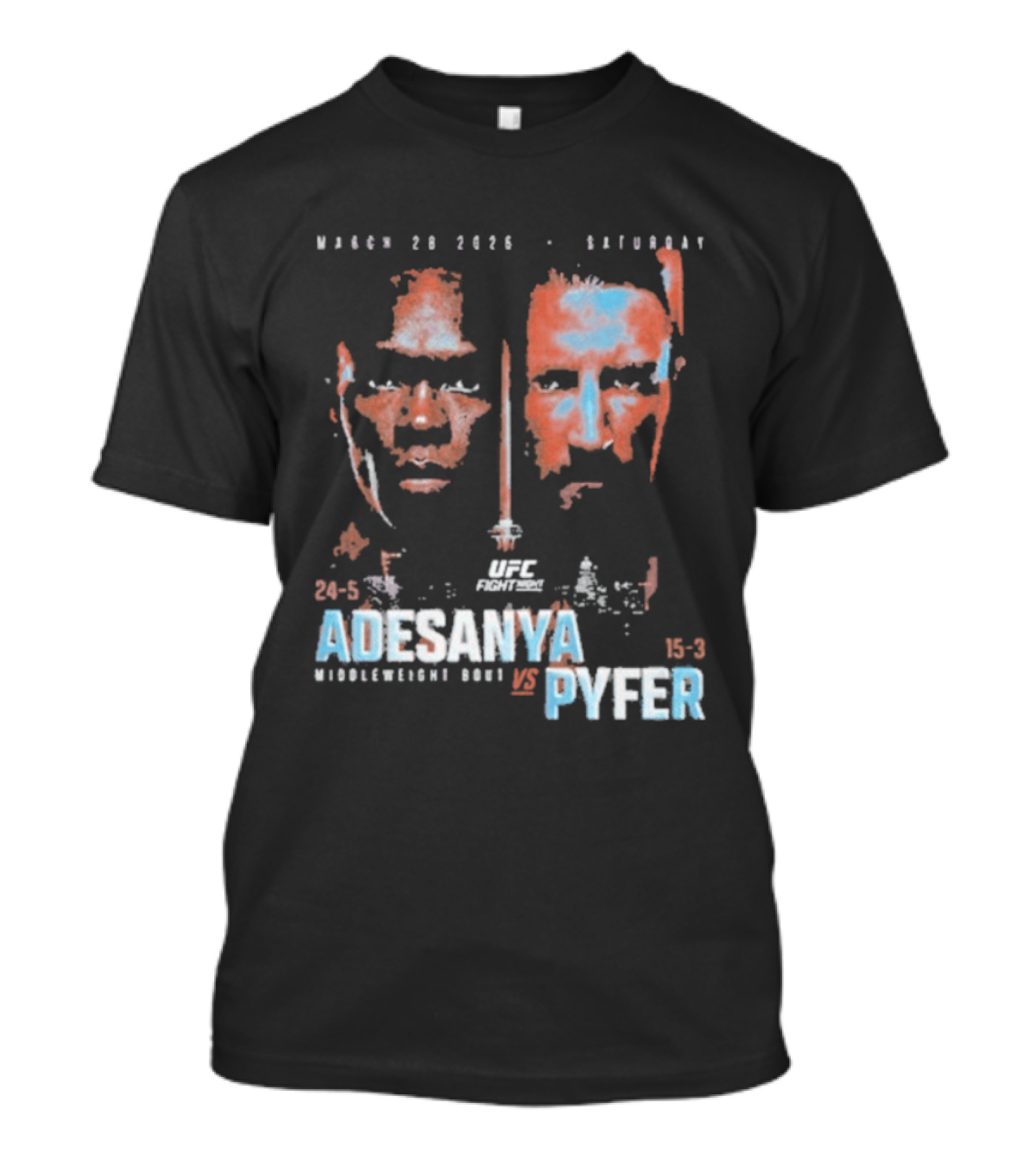 UFC Fight Night March 20 2026 Adesanya Vs Pyfer Middleweight Bout T-Shirt