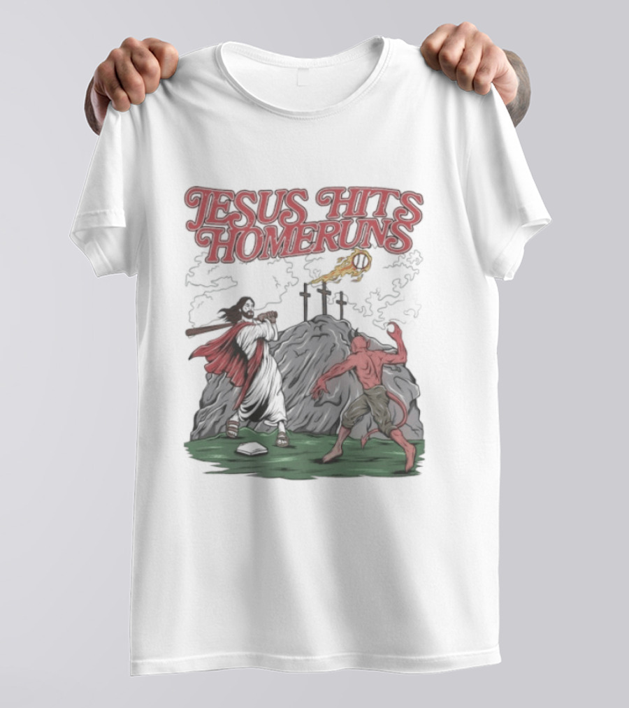 Jesus Hits Homeruns Biblical Baseball T-Shirt