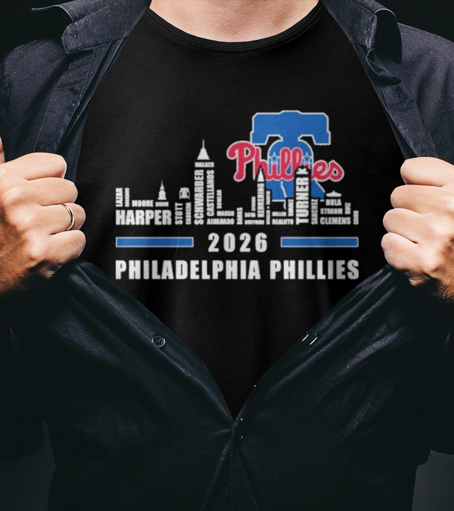 2026 Philadelphia Phillies Harper Philadelphia Skyline T-Shirt