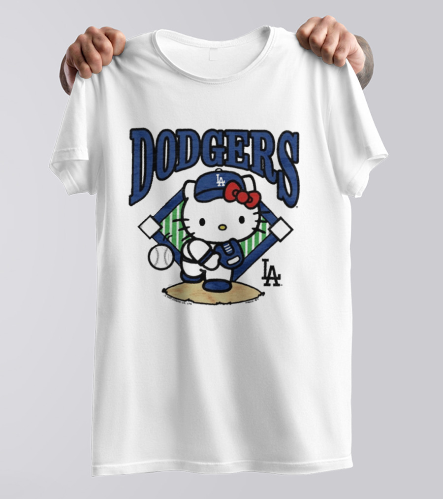 Hello Kitty Los Angeles Dodgers Baseball Crossover Fan Merchandise T-Shirt