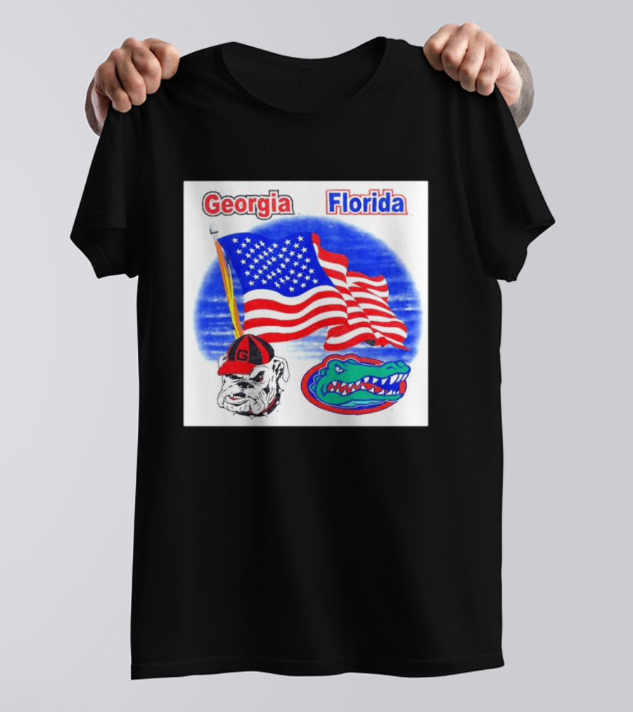 Georgia Vs Florida American Flag Bulldogs Gators Rivalry T-Shirt