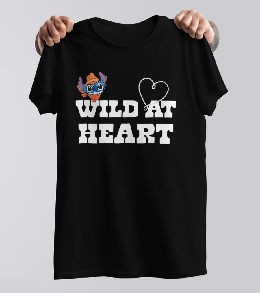 Stitch Wild At Heart With Love Icon And Fun Expression T-Shirt