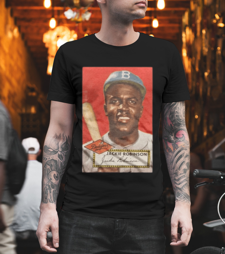 Jackie Robinson 1952 Topps Baseball Dodgers T-Shirt
