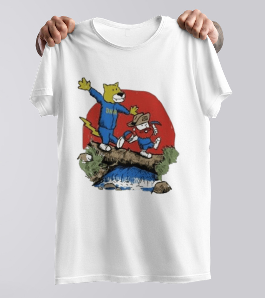 Dnvr Cartoon Friends Bear And Miner Crossing A Bridge T-Shirt