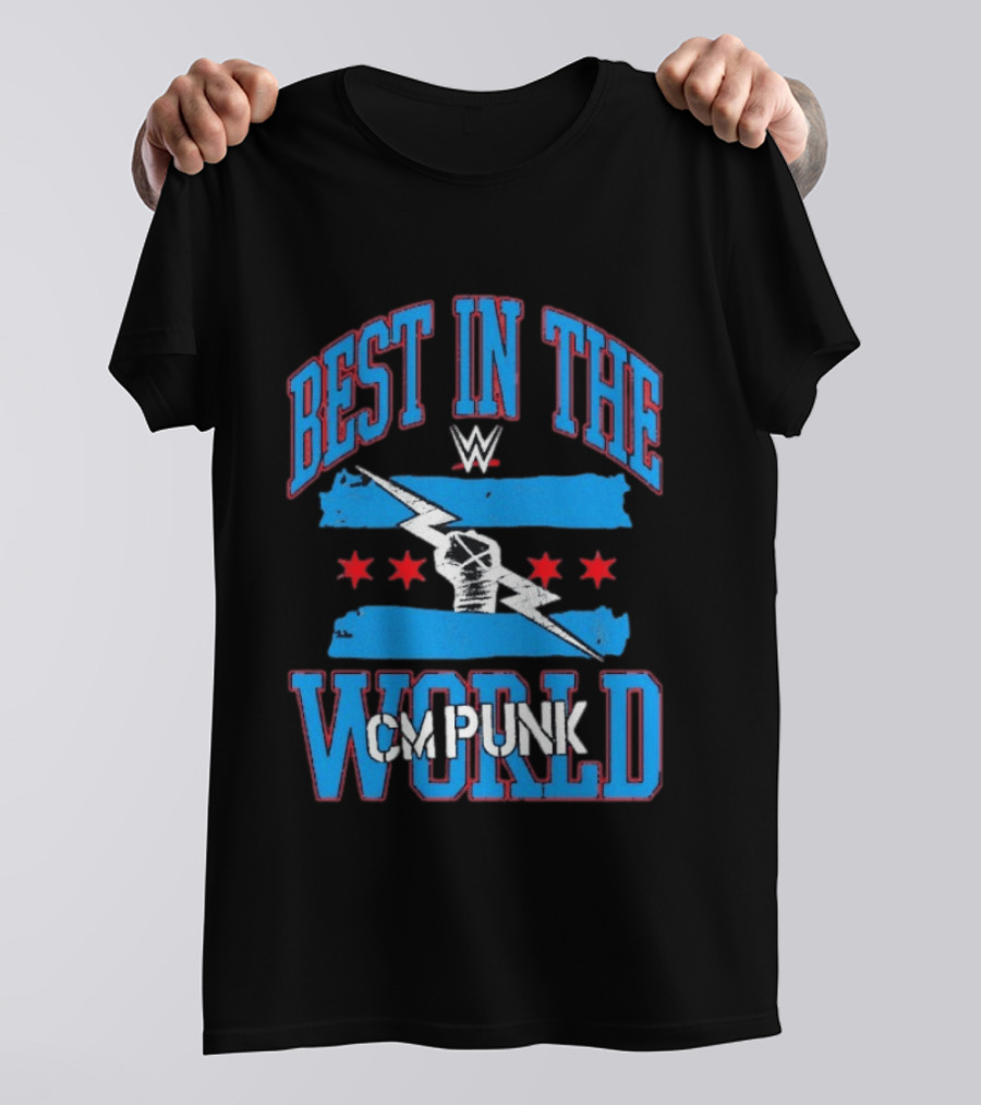 Best In The World CM Punk WWE Flag Lightning Fist T-Shirt