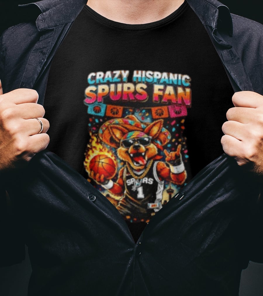Crazy Hispanic Spurs Fan Fiesta Basketball San Antonio Vibes T-Shirt