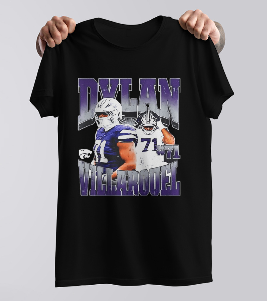 Dylan Villarouel Kansas State Wildcats Football #71 Player T-Shirt