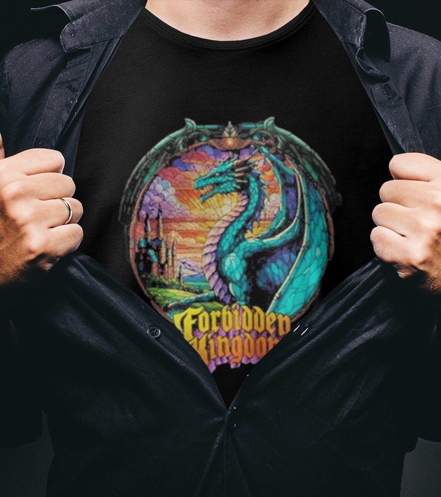 Forbidden Kingdom 2026 Divine Dragon Stained Glass Castle Fantasy T-Shirt