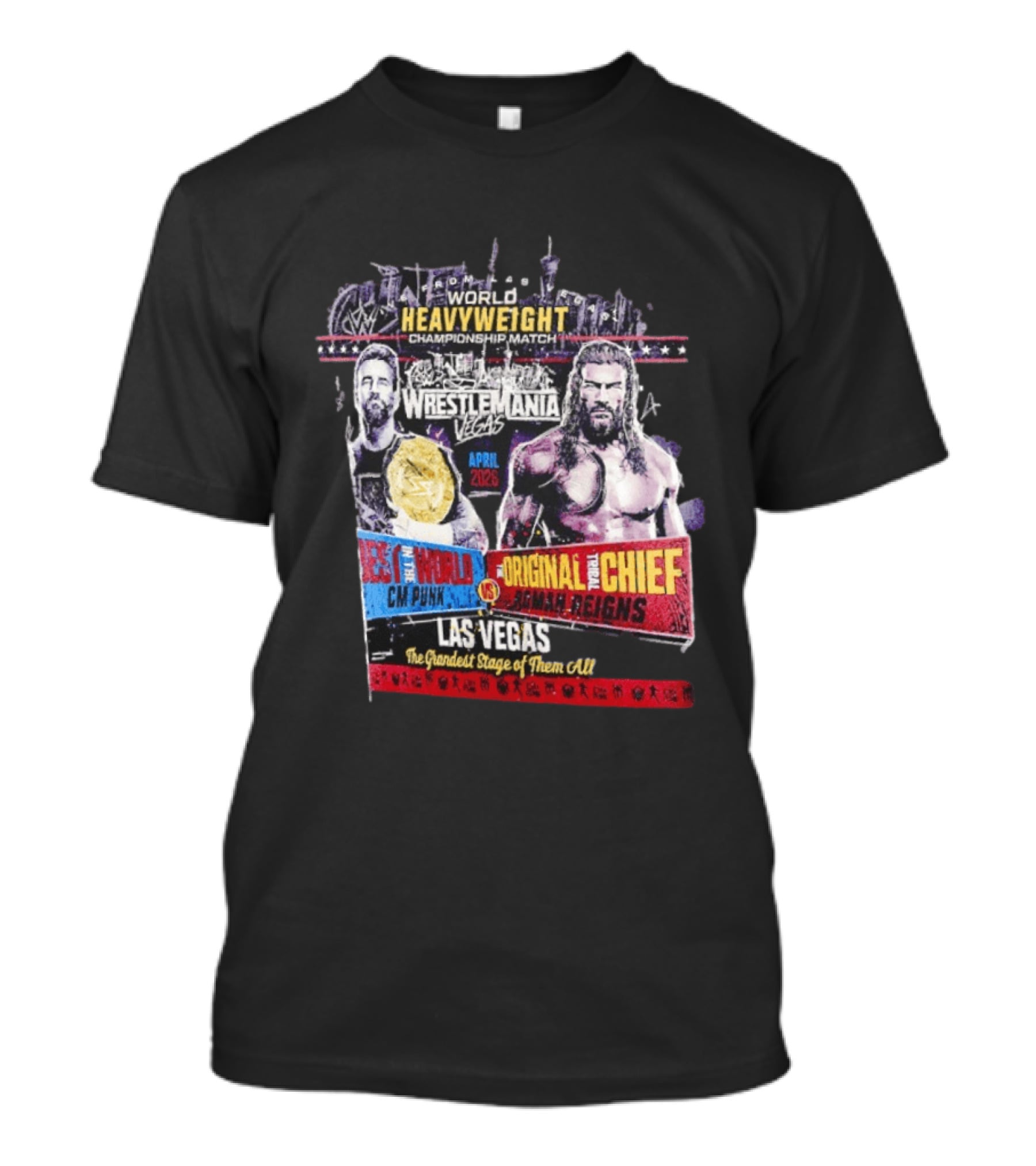 WrestleMania 42 Vegas World Heavyweight CM Punk Vs Roman Reigns T-Shirt